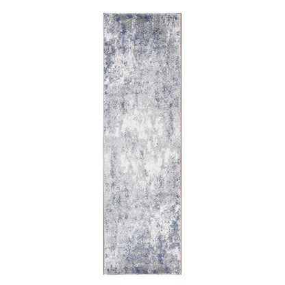 9' X 12' Gray and Light Blue Abstract Power Loom Area Rug