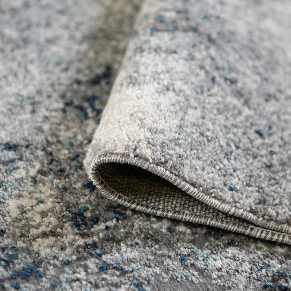 9' X 12' Gray And Light Blue Abstract Area Rug