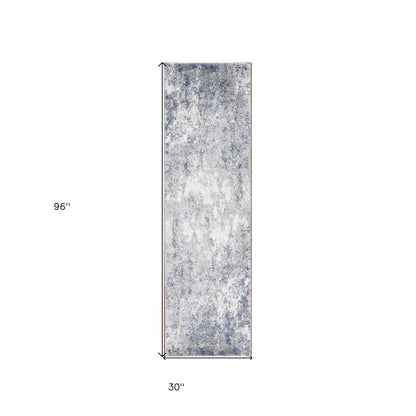 9' X 12' Gray And Light Blue Abstract Area Rug