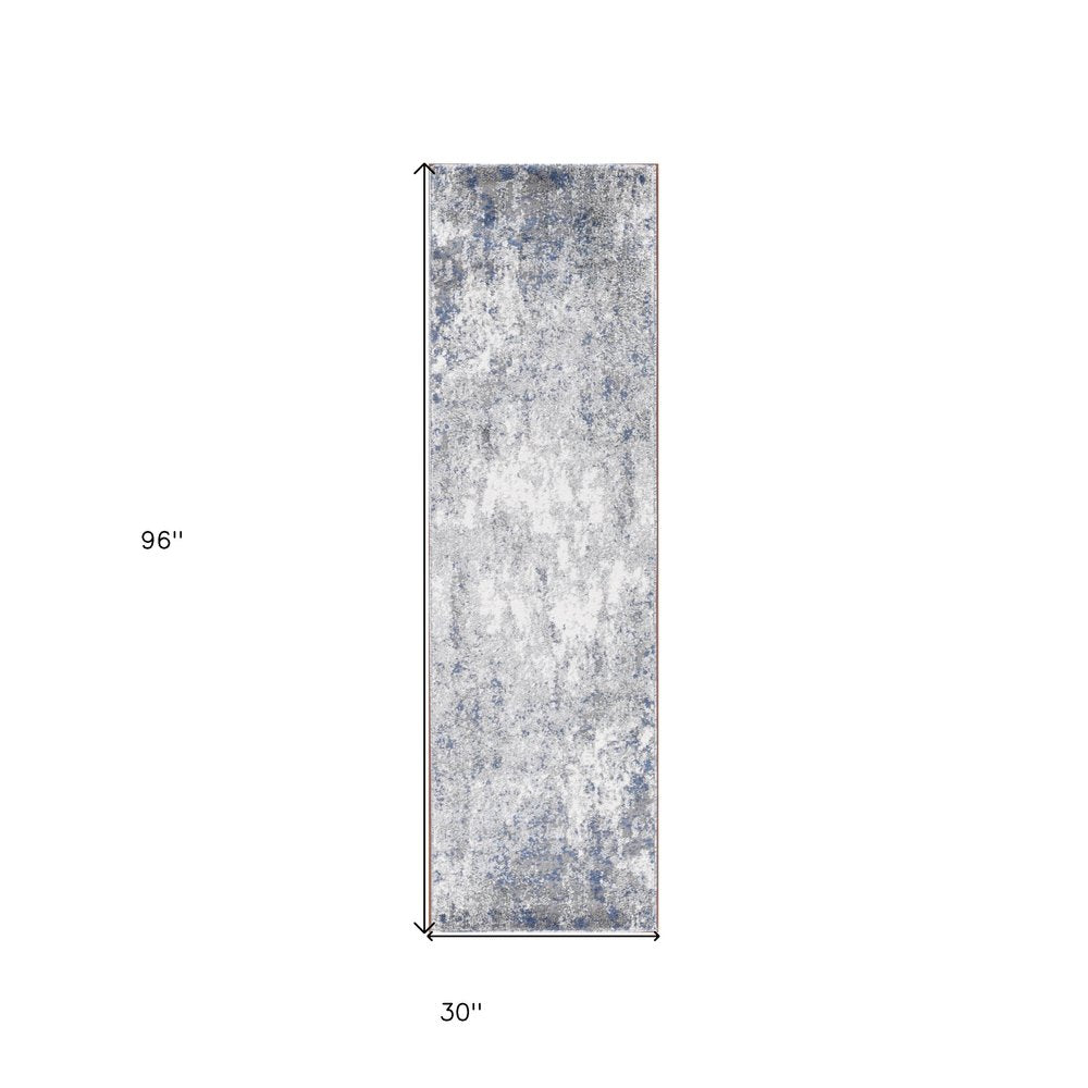 9' X 12' Gray And Light Blue Abstract Area Rug