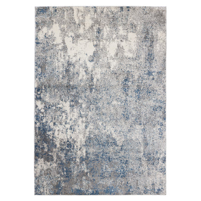 9' X 12' Gray and Light Blue Abstract Power Loom Area Rug