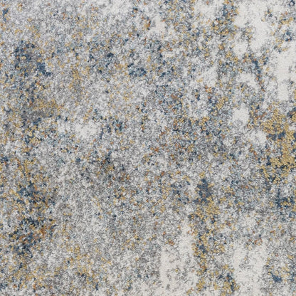 8' X 10' Ivory Blue And Yellow Abstract Area Rug