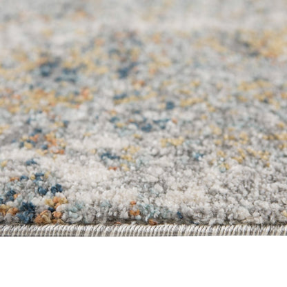 8' X 10' Ivory Blue And Yellow Abstract Area Rug
