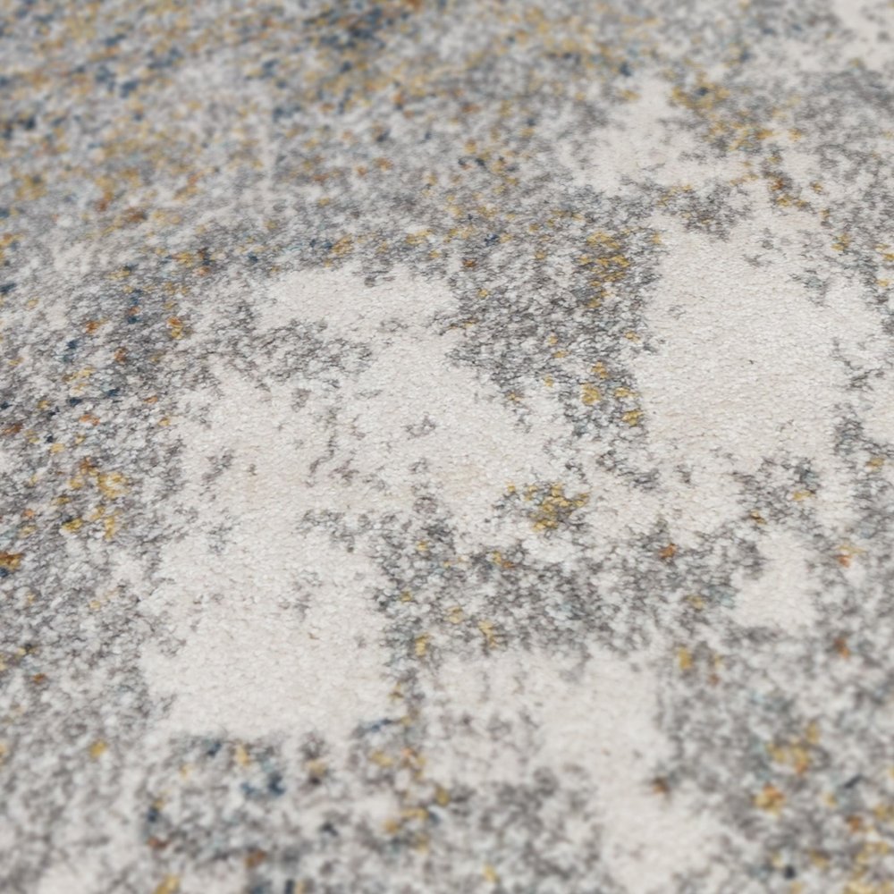 8' X 10' Ivory Blue And Yellow Abstract Area Rug