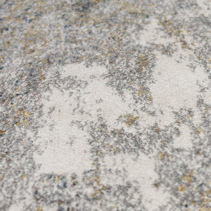 8' X 10' Ivory Blue And Yellow Abstract Area Rug