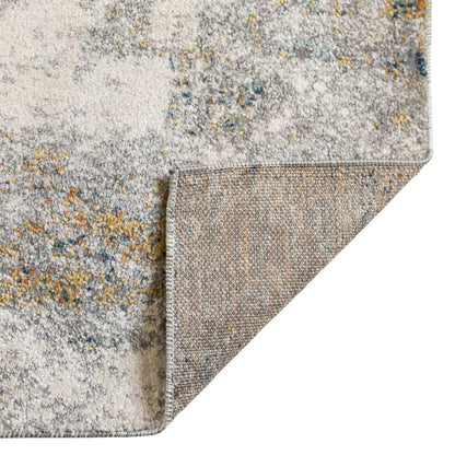 8' X 10' Ivory Blue And Yellow Abstract Area Rug