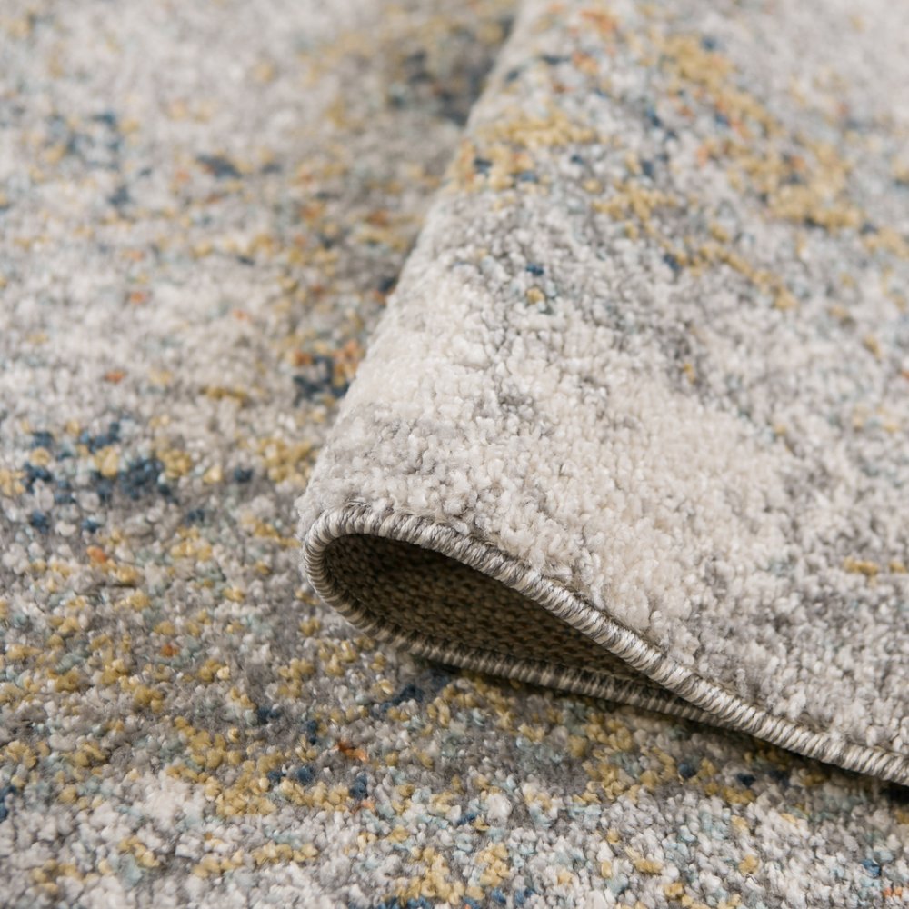 9' X 12' Ivory Blue And Yellow Abstract Area Rug