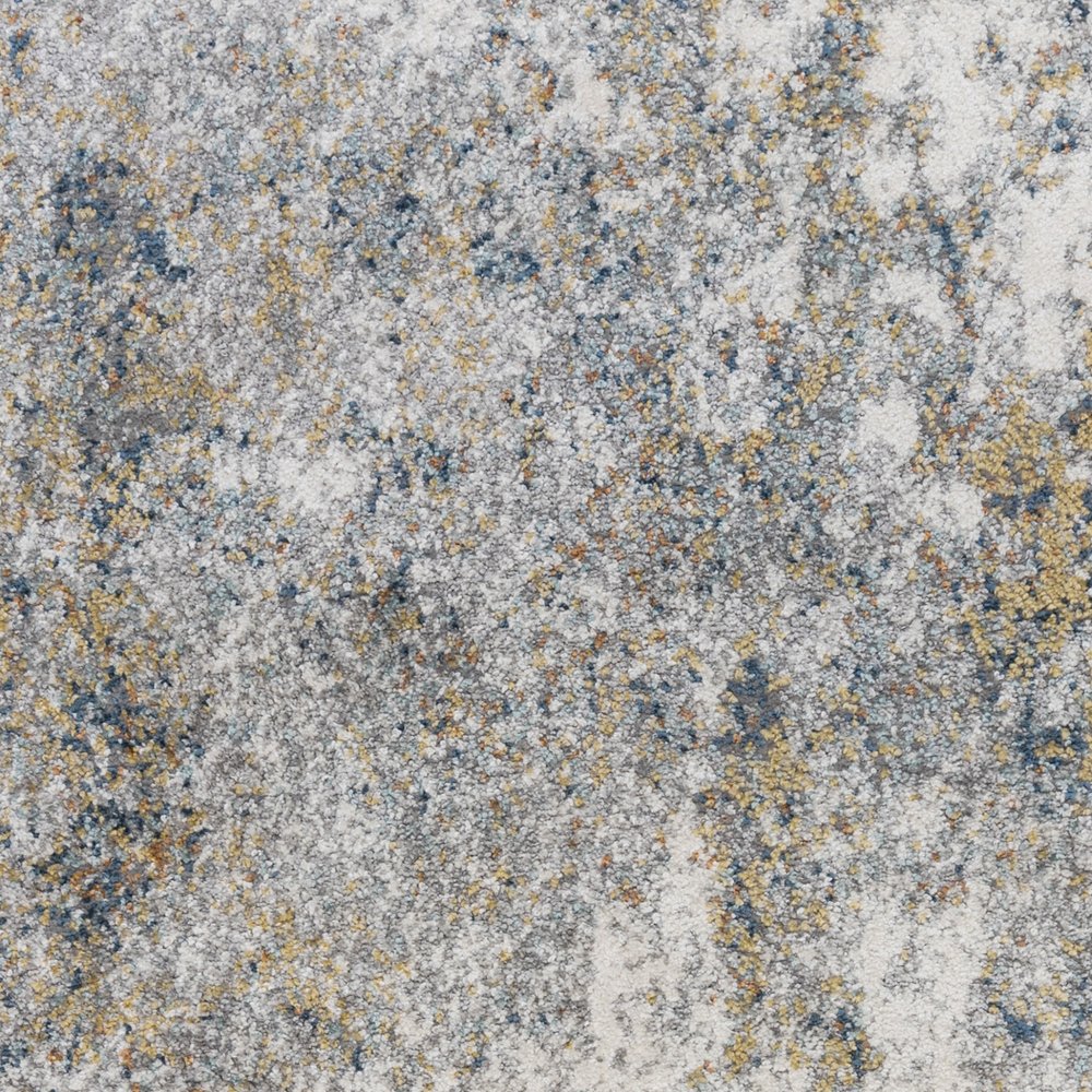 9' X 12' Ivory Blue And Yellow Abstract Area Rug