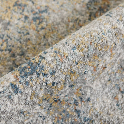 9' X 12' Ivory Blue And Yellow Abstract Area Rug