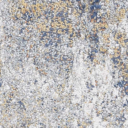8' X 10' Ivory Blue And Yellow Abstract Area Rug