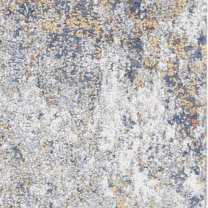 8' X 10' Ivory Blue And Yellow Abstract Area Rug