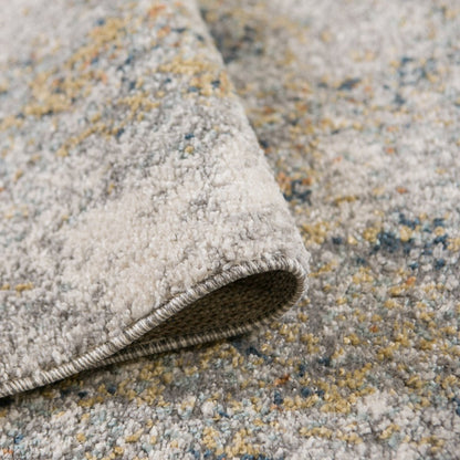 9' X 12' Ivory Blue And Yellow Abstract Area Rug