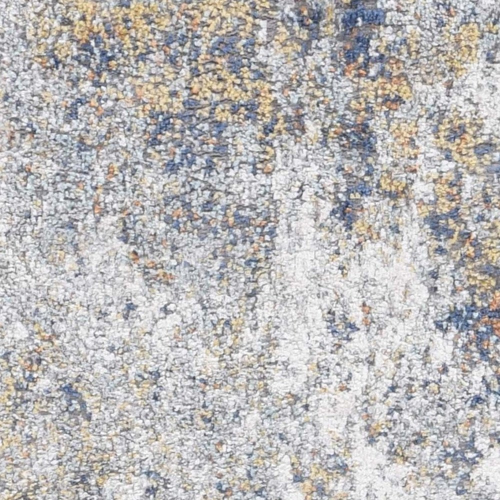 9' X 12' Ivory Blue And Yellow Abstract Area Rug