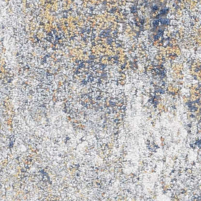 8' X 10' Ivory Blue And Yellow Abstract Area Rug