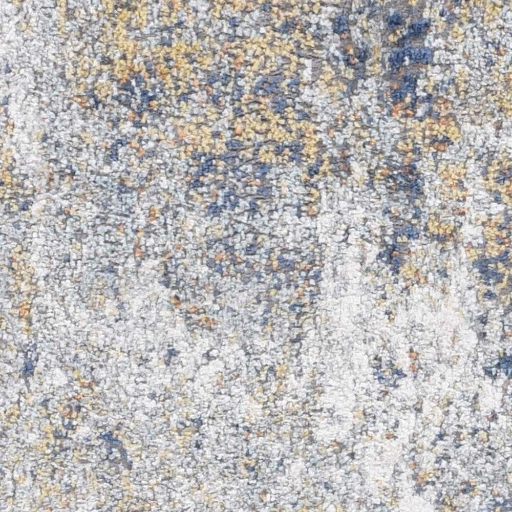 9' X 12' Ivory Blue And Yellow Abstract Area Rug