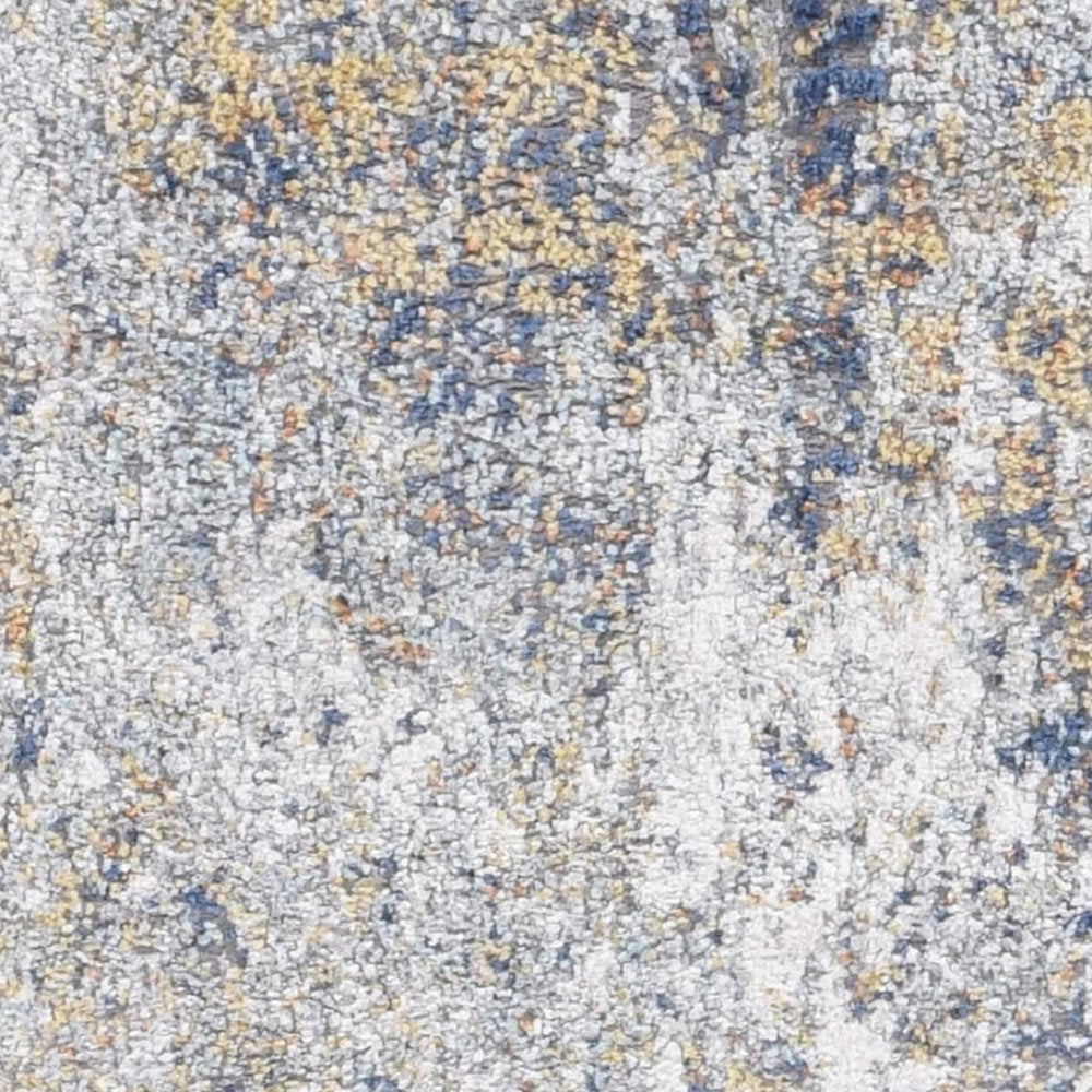 9' X 12' Ivory Blue And Yellow Abstract Area Rug