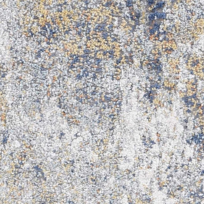 8' X 10' Ivory Blue And Yellow Abstract Area Rug