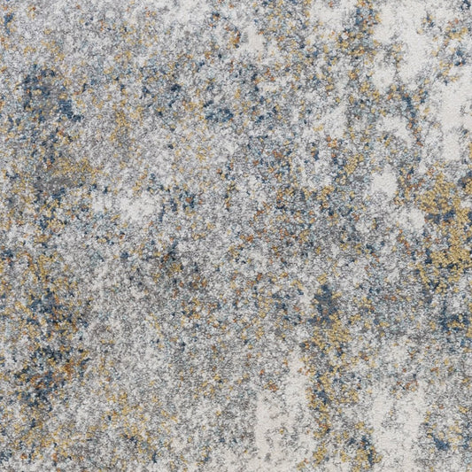 9' X 12' Ivory Blue And Yellow Abstract Area Rug