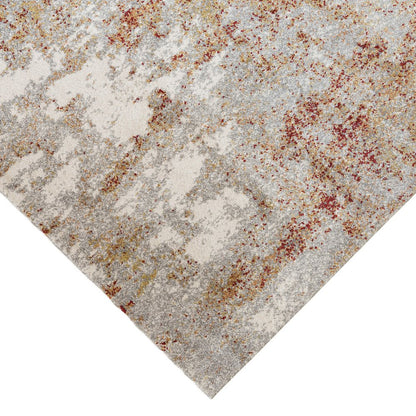 2' X 3' Ivory Red And Gray Abstract Area Rug