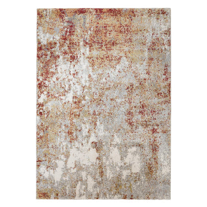8' X 10' Ivory Red And Gray Abstract Area Rug