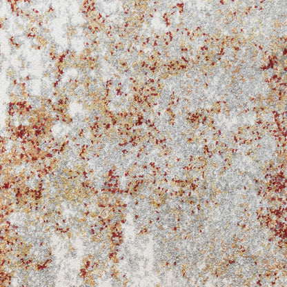 8' X 10' Ivory Red And Gray Abstract Area Rug