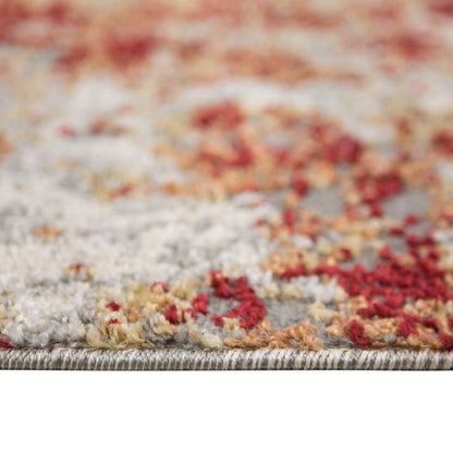 8' X 10' Ivory Red And Gray Abstract Area Rug