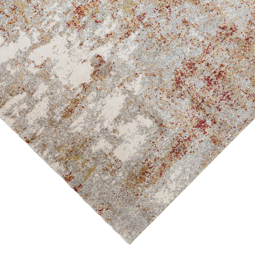 2' X 3' Ivory Red And Gray Abstract Area Rug