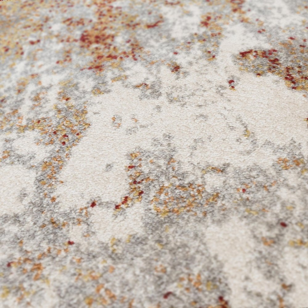 8' X 10' Ivory Red And Gray Abstract Area Rug