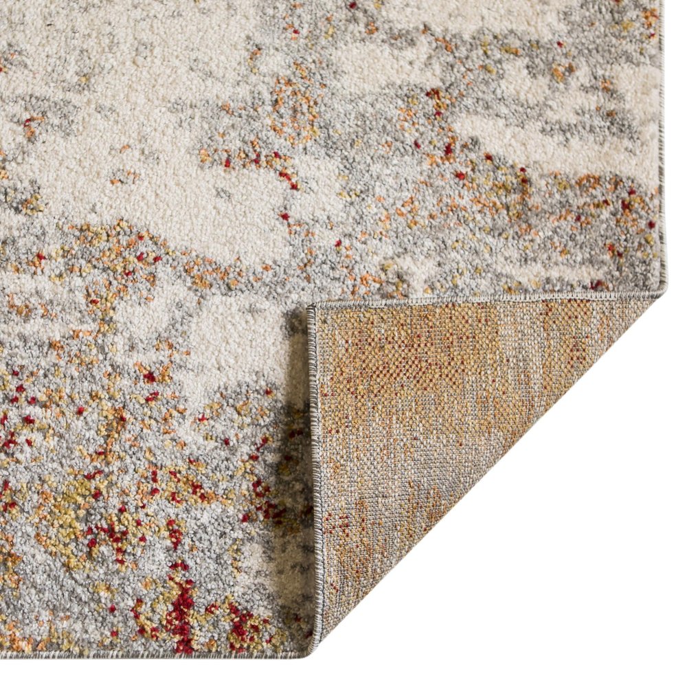 8' X 10' Ivory Red And Gray Abstract Area Rug