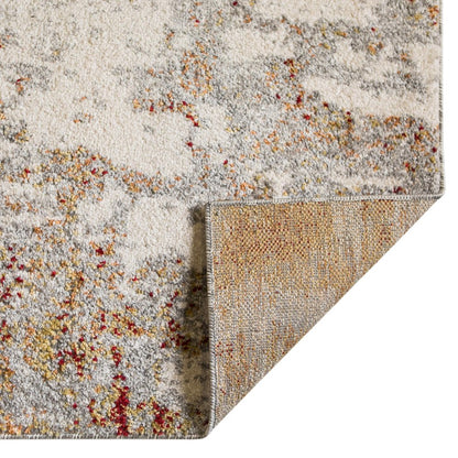 8' X 10' Ivory Red And Gray Abstract Area Rug