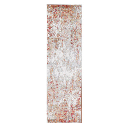 2' X 3' Ivory Red and Cream Abstract Power Loom Area Rug