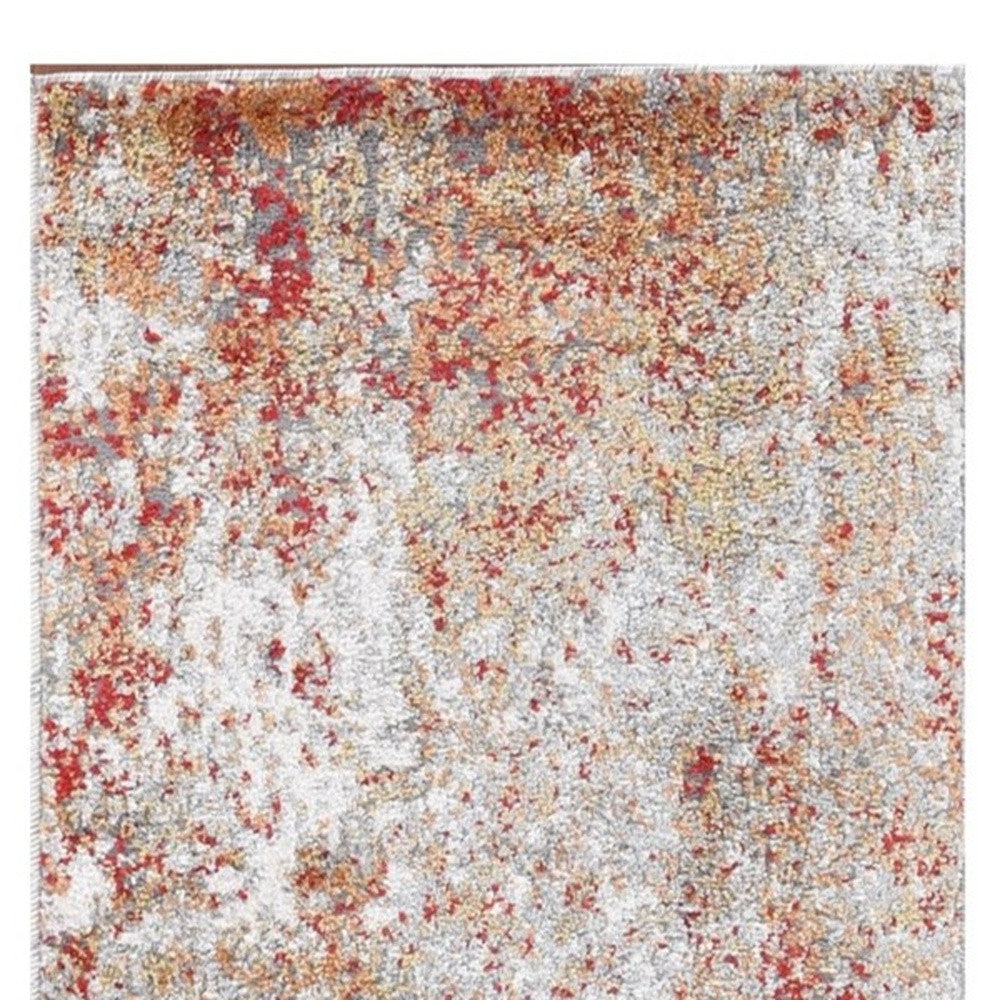 2' X 3' Ivory Red and Cream Abstract Power Loom Area Rug