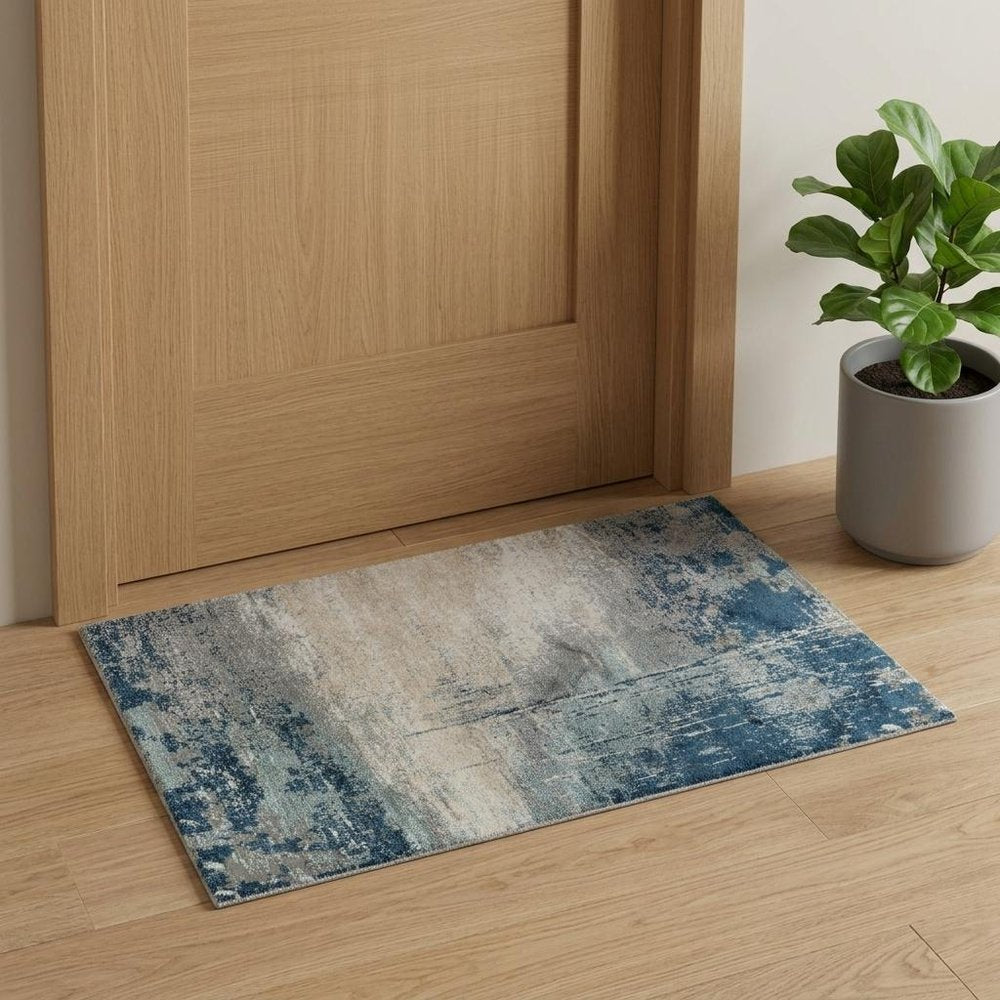 2' X 3' Dark Blue And Gray Abstract Area Rug