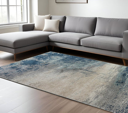 2' X 3' Dark Blue And Gray Abstract Area Rug
