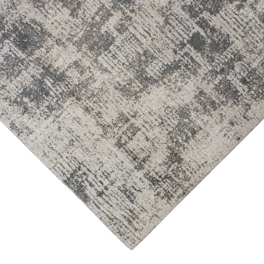 2' X 3' Gray and Beige Abstract Power Loom Area Rug