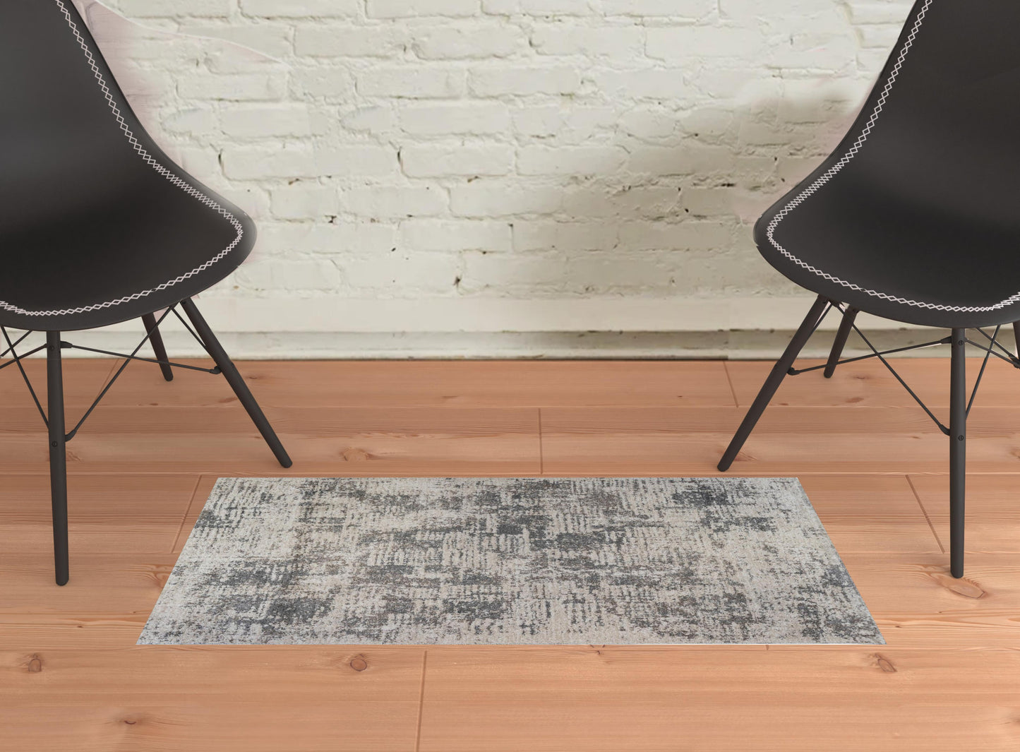 2' X 3' Gray and Beige Abstract Power Loom Area Rug