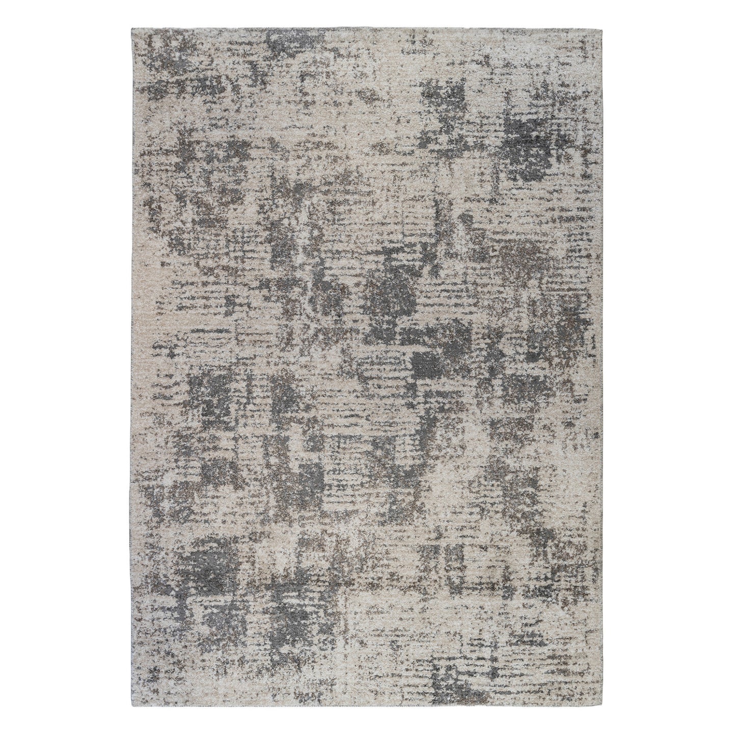 2' X 3' Gray and Beige Abstract Power Loom Area Rug