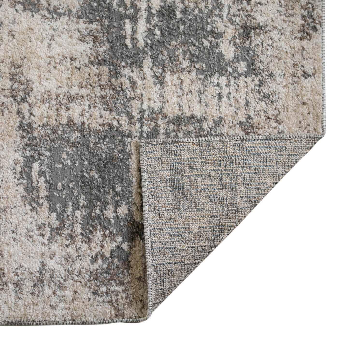 2' X 3' Gray and Beige Abstract Power Loom Area Rug