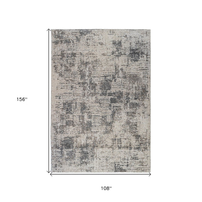 2' X 3' Gray and Beige Abstract Power Loom Area Rug