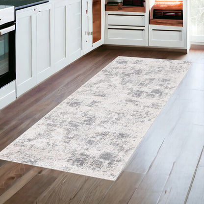 2' X 3' Gray and Beige Abstract Power Loom Area Rug