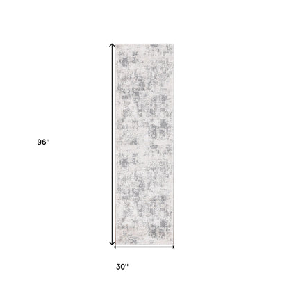 2' X 3' Gray and Beige Abstract Power Loom Area Rug