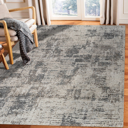 2' X 3' Gray and Beige Abstract Power Loom Area Rug