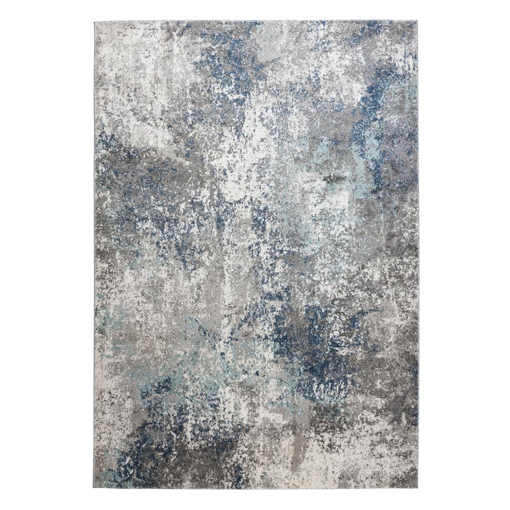 9' X 12' Ivory Blue And Gray Abstract Area Rug