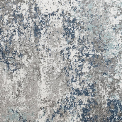 9' X 12' Ivory Blue And Gray Abstract Area Rug