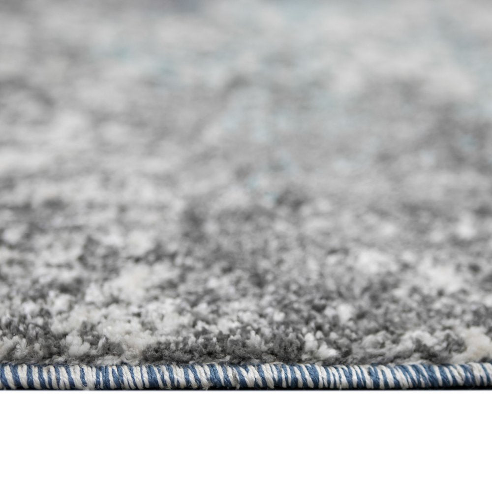 9' X 12' Ivory Blue And Gray Abstract Area Rug