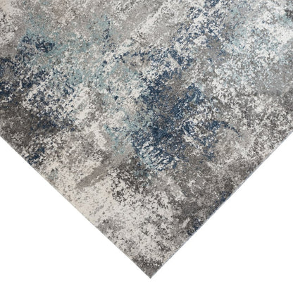 9' X 12' Ivory Blue And Gray Abstract Area Rug