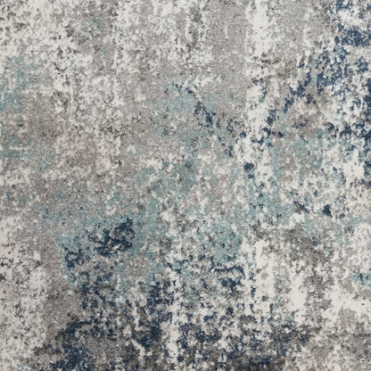 9' X 12' Ivory Blue And Gray Abstract Area Rug