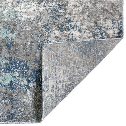 9' X 12' Ivory Blue And Gray Abstract Area Rug