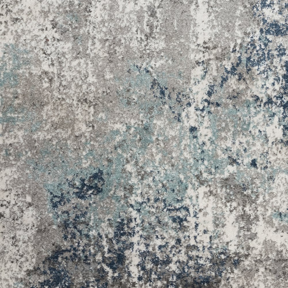 9' X 12' Ivory Blue And Gray Abstract Area Rug