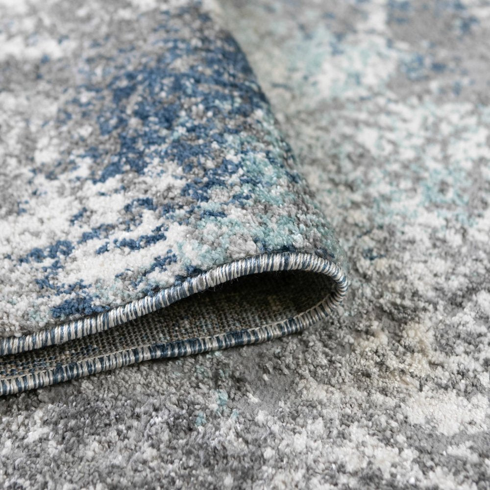 9' X 12' Ivory Blue And Gray Abstract Area Rug